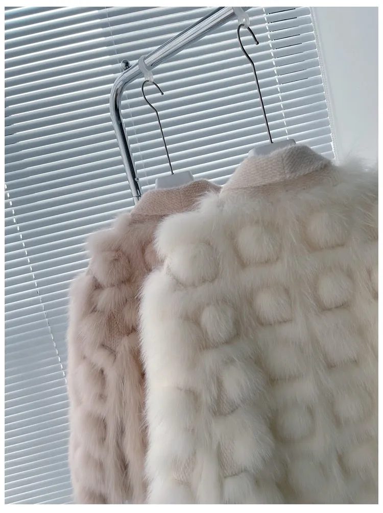 Knitted blended Belt Turn Down Collar Coat