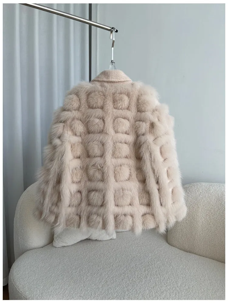 Knitted blended Belt Turn Down Collar Coat