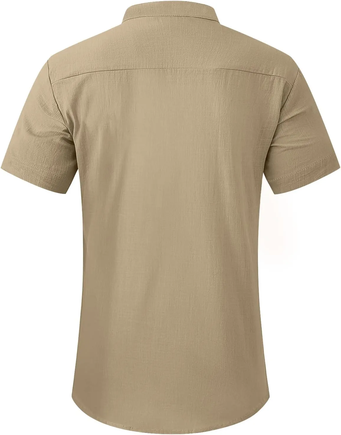 KUYIGO Men's Casual Short Long Sleeve Henley Shirts Linen Cotton Slim Button Regular Hippie Beach T-Shirt Tops