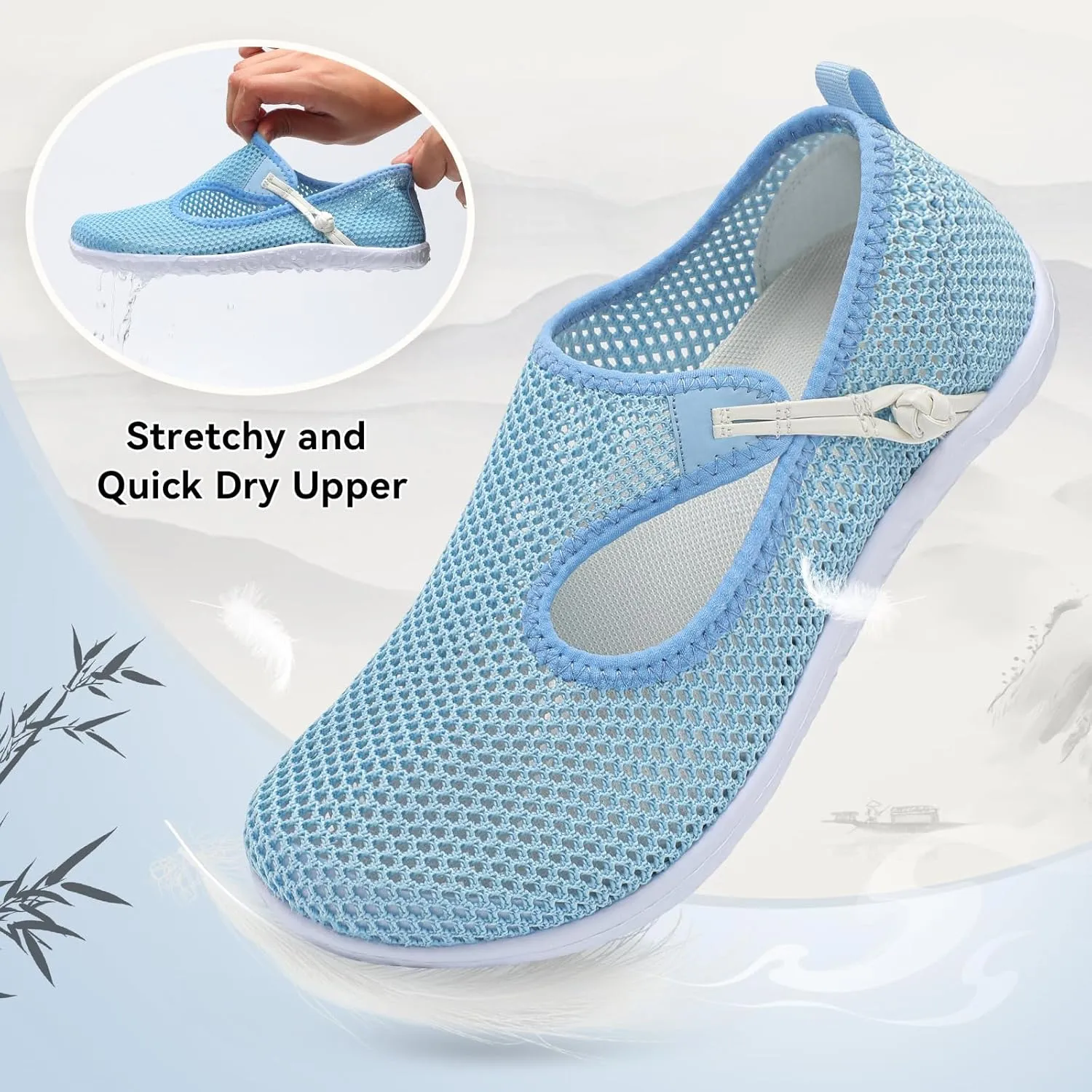 L-RUN Womens Mens Water Shoes Barefoot Aqua Socks Quick-Dry Non Slip Shoes for Beach Swim Pool River Boating Surf Yoga