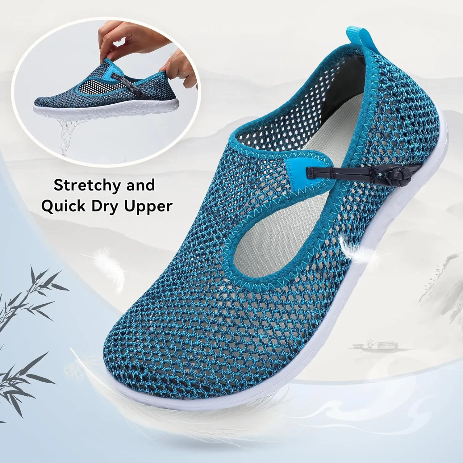 L-RUN Womens Mens Water Shoes Barefoot Aqua Socks Quick-Dry Non Slip Shoes for Beach Swim Pool River Boating Surf Yoga