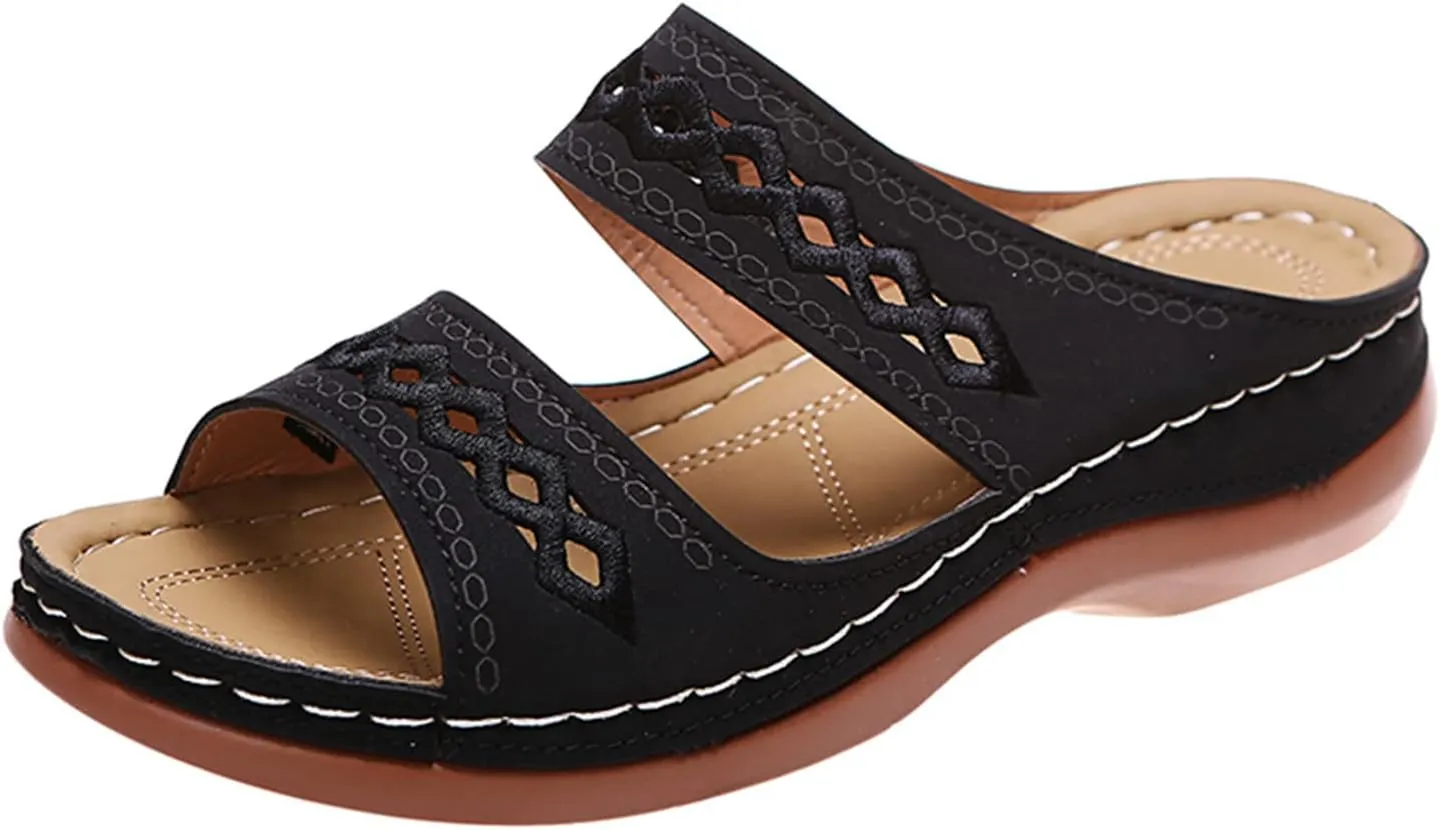 Ladmiple Comfortable Orthopedic Sandals For Women Dressy Summer Arch Support Orthotic Flip Flops Slides for Plantar Fasciitis