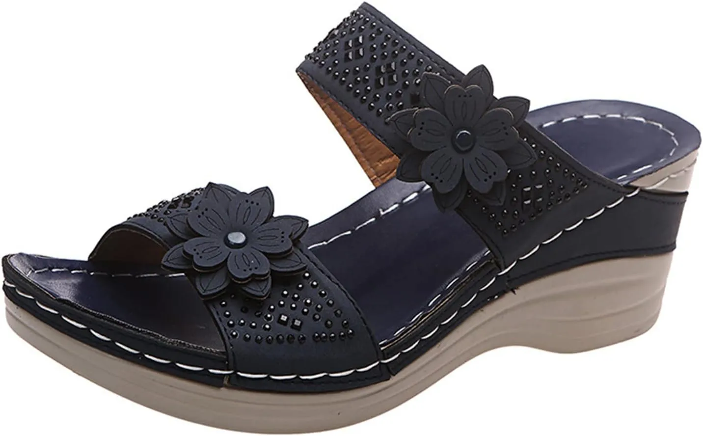 Ladmiple Orthopedic Sandals For Women Dressy Summer Fashion Orthotic Slides Slip On Slippers With Comfortable Arch Support