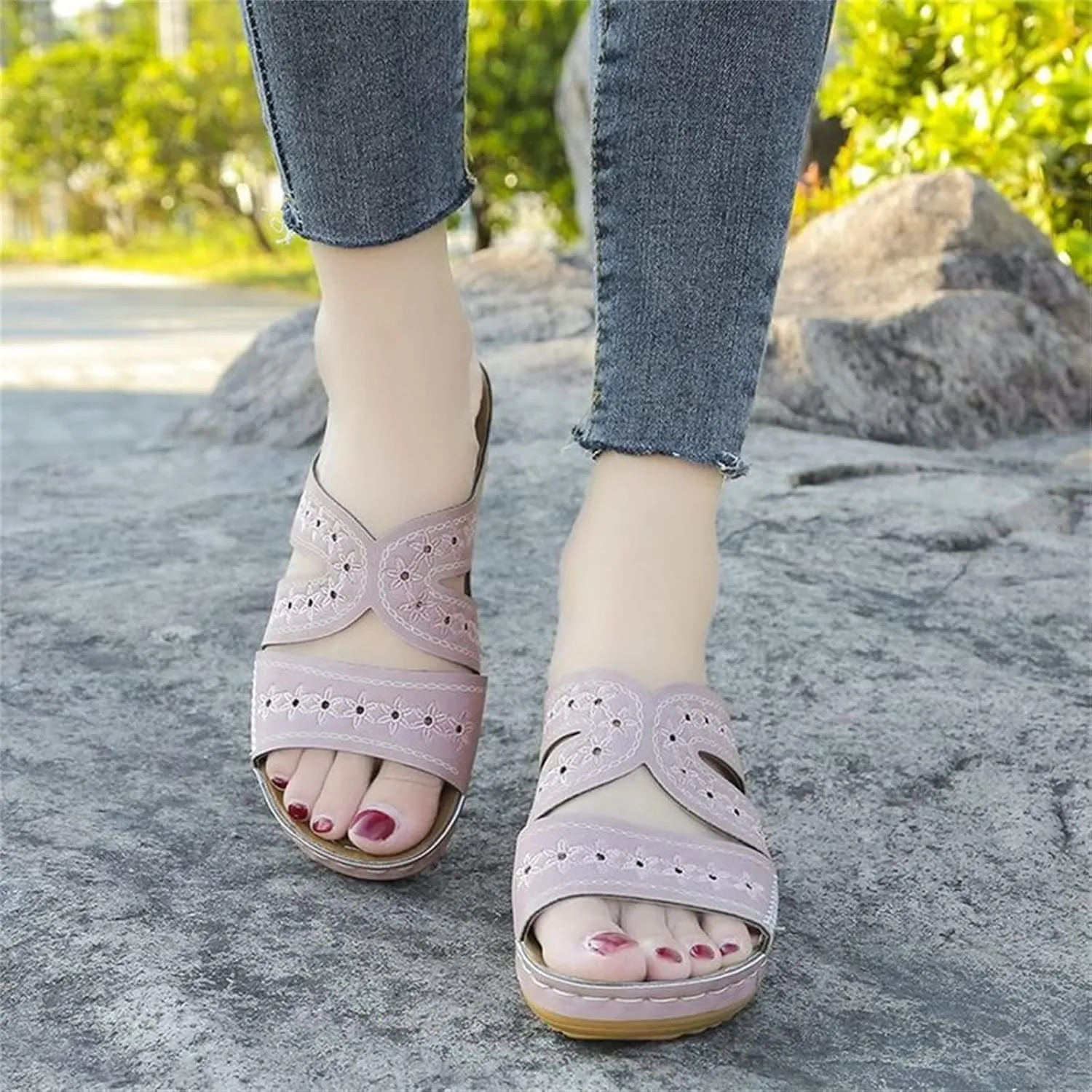 Ladmiple Orthopedic Slippers For Women Flat Feet Comfort Walking Orthotic Sandals Dressy Summer Open Toe Arch Support Slides