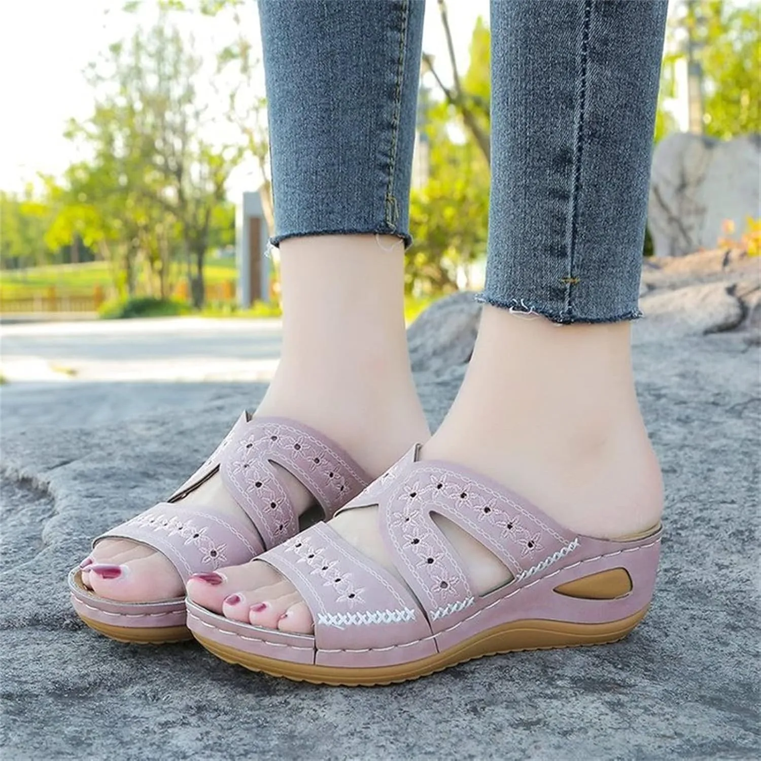 Ladmiple Orthopedic Slippers For Women Flat Feet Comfort Walking Orthotic Sandals Dressy Summer Open Toe Arch Support Slides