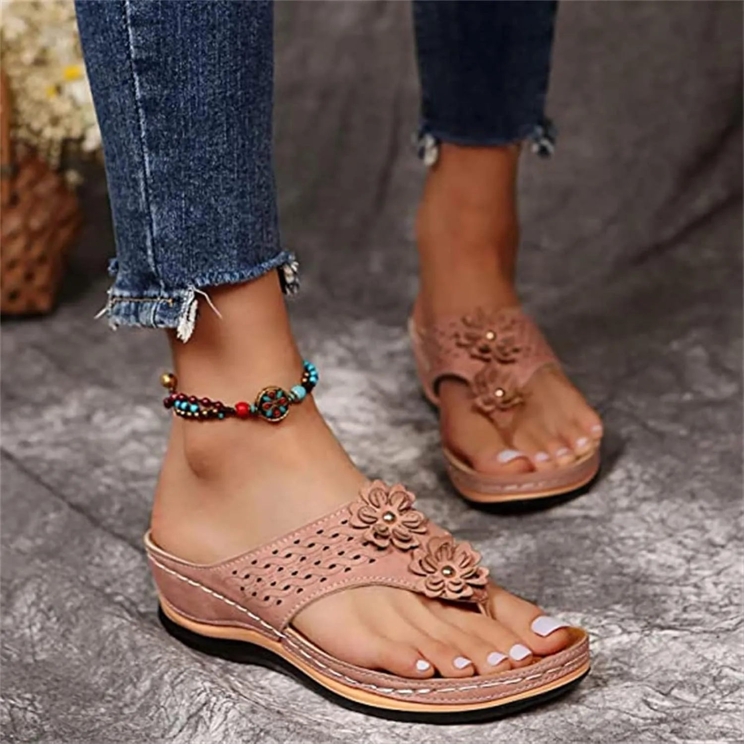 Ladmiple Orthotic Dress Sandals For Women With Arch Support Comfortable Orthopedic Flip Flops Dressy Casual Summer Shoes
