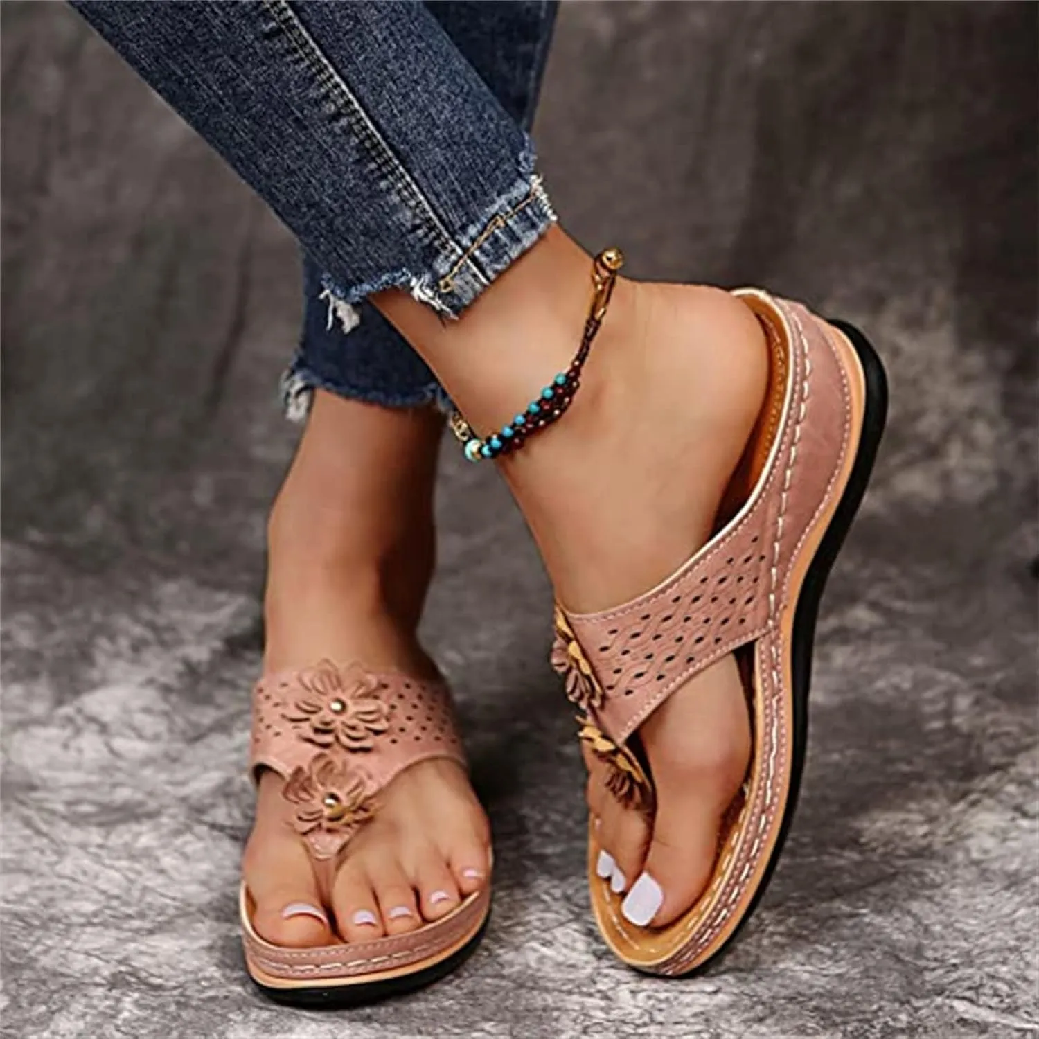 Ladmiple Orthotic Dress Sandals For Women With Arch Support Comfortable Orthopedic Flip Flops Dressy Casual Summer Shoes