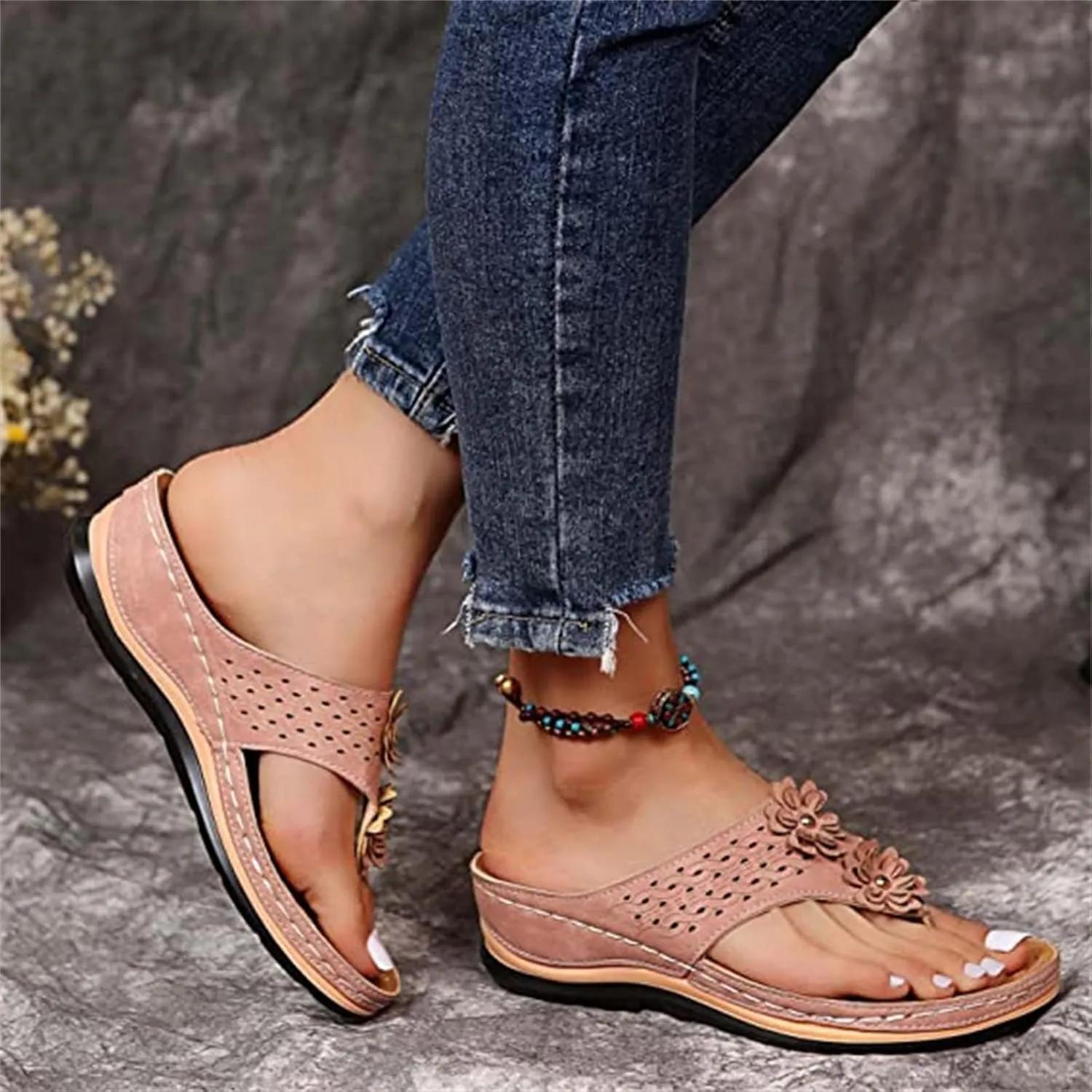 Ladmiple Orthotic Dress Sandals For Women With Arch Support Comfortable Orthopedic Flip Flops Dressy Casual Summer Shoes