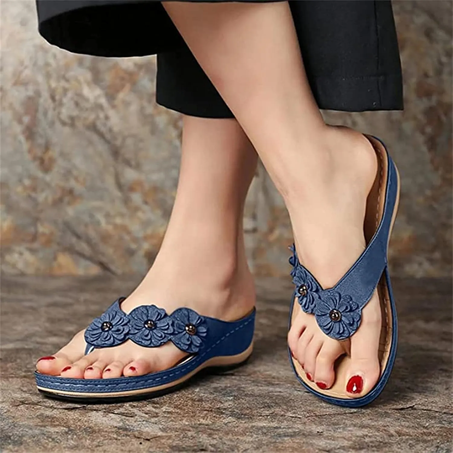 Ladmiple Orthotic Sandals Women Plantar Fasciitis Arch Support Comfortable Walking Flip Flops Dressy Summer Orthopedic Slides