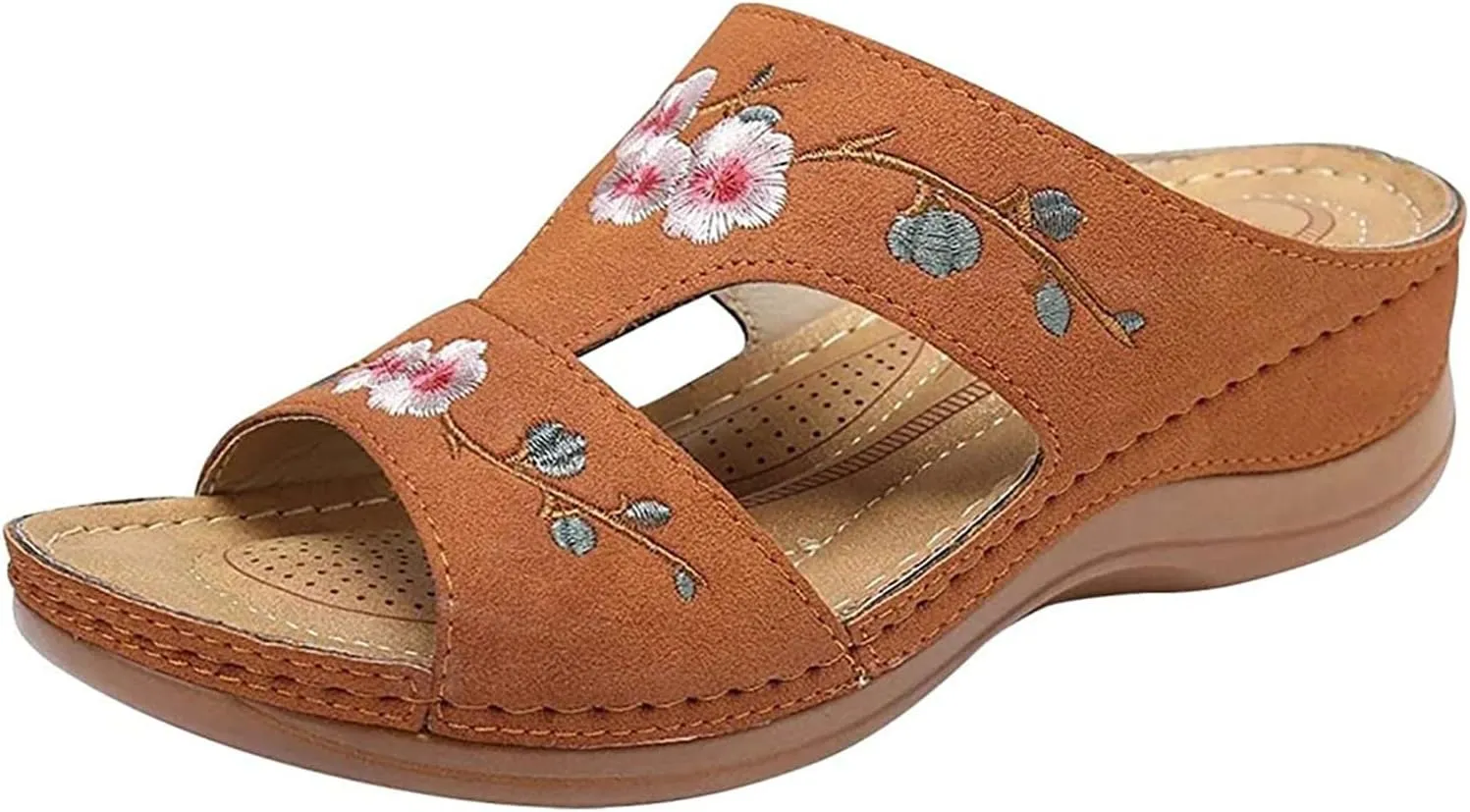 Ladmiple Sandals Women 2023 Fashion Floral Orthopedic Flip Flops with Arch Support Slippers Casual Roman Open Toe Shoes