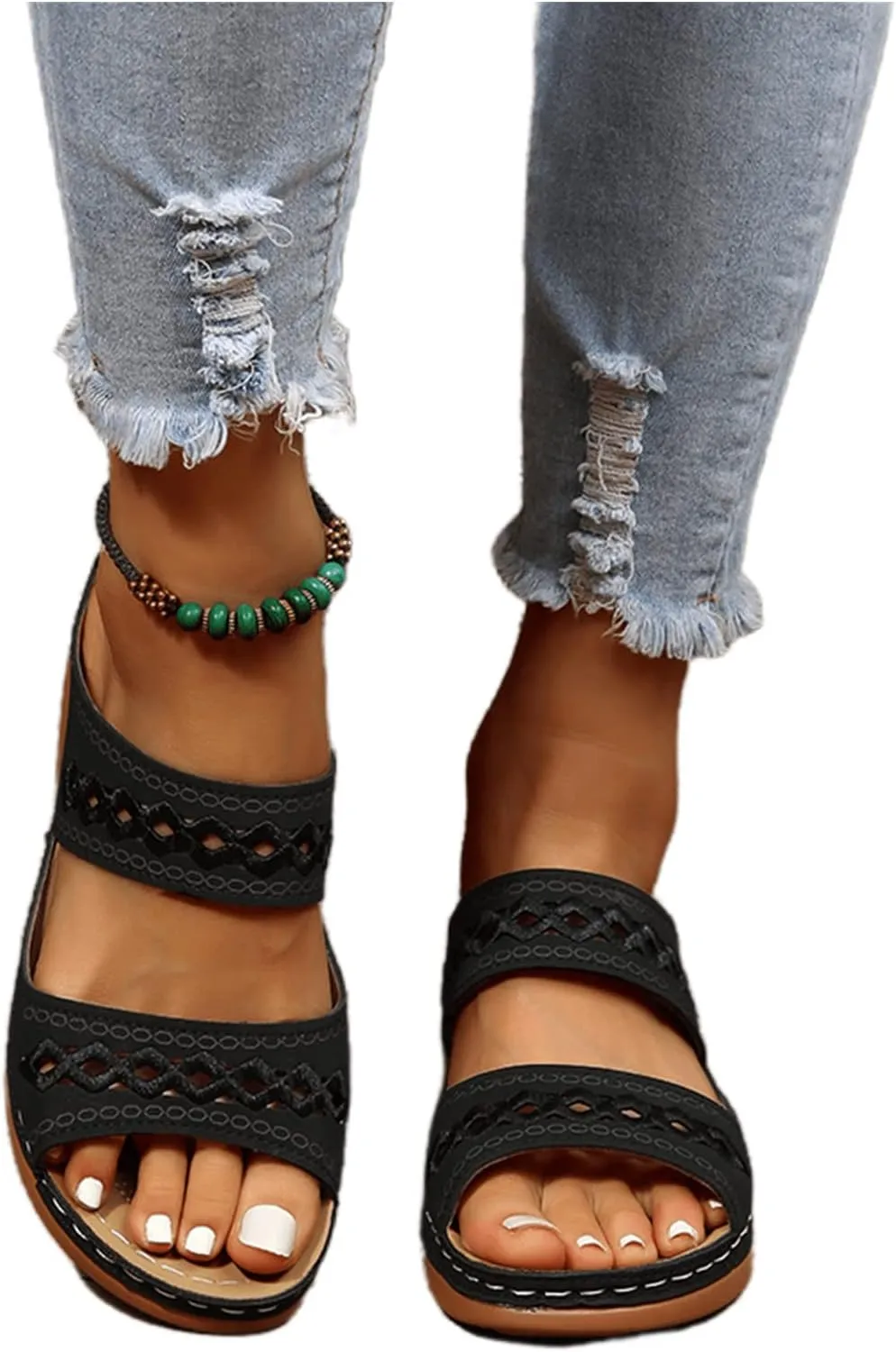 Ladmiple Sandals Women Fashion Dressy Comfort Orthotic Flip Flops with Arch Support Summer Casual Orthopedic Slippers