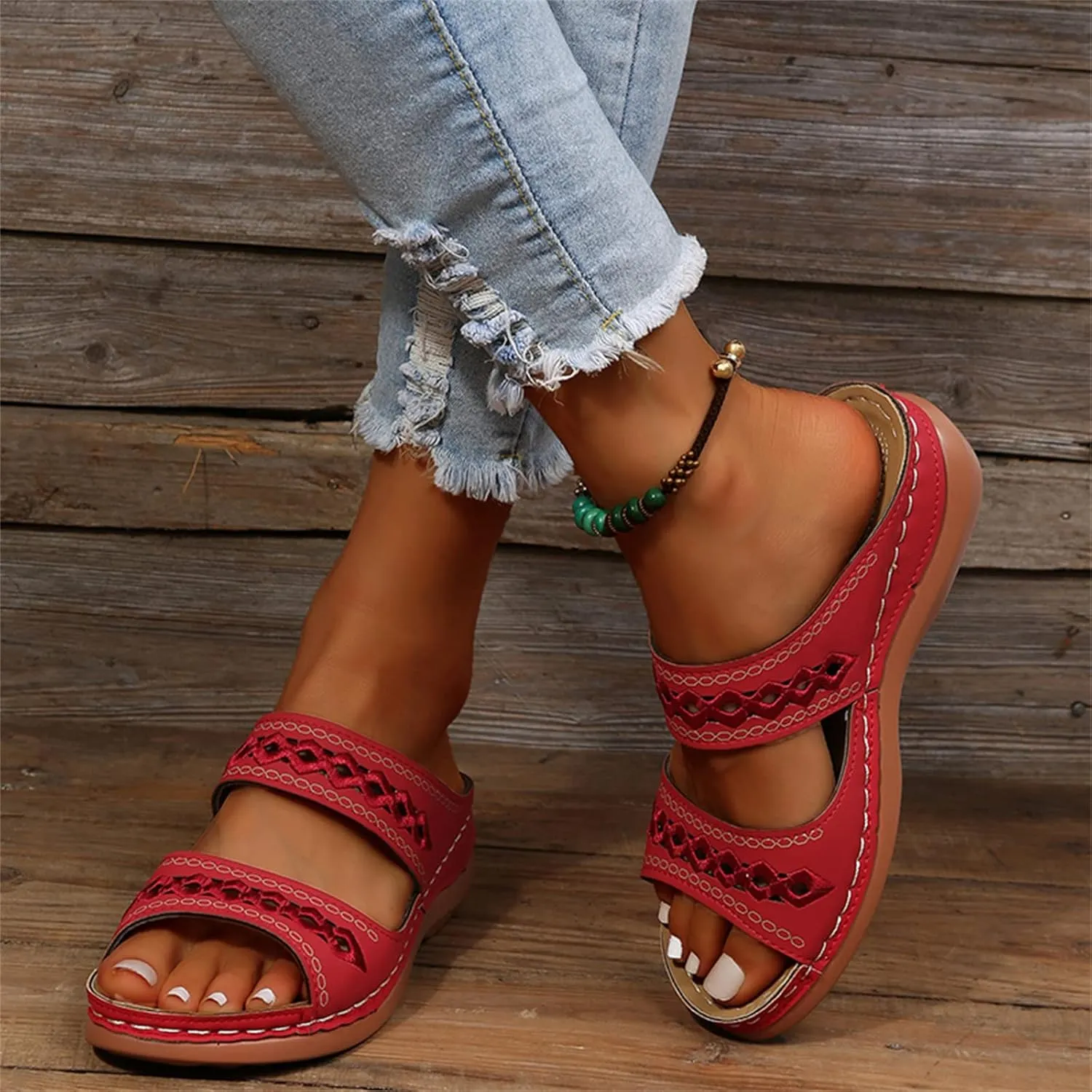 Ladmiple Women's Sandals Comfortable Dressy Arch Support Orthotic Flip Flops Walking Orthopedic Slides Summer Shoes 2023