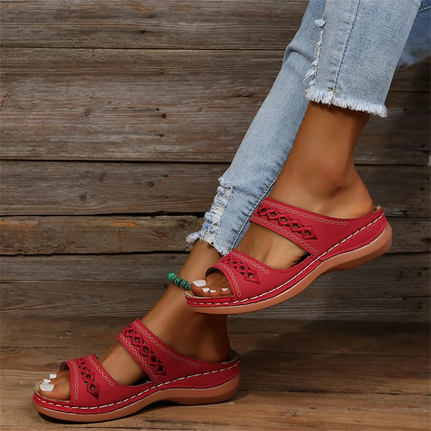 Ladmiple Women's Sandals Comfortable Dressy Arch Support Orthotic Flip Flops Walking Orthopedic Slides Summer Shoes 2023