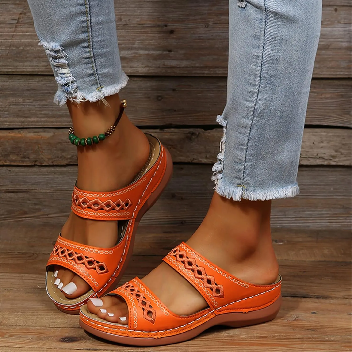 Ladmiple Women's Sandals Comfortable Dressy Arch Support Orthotic Flip Flops Walking Orthopedic Slides Summer Shoes 2023