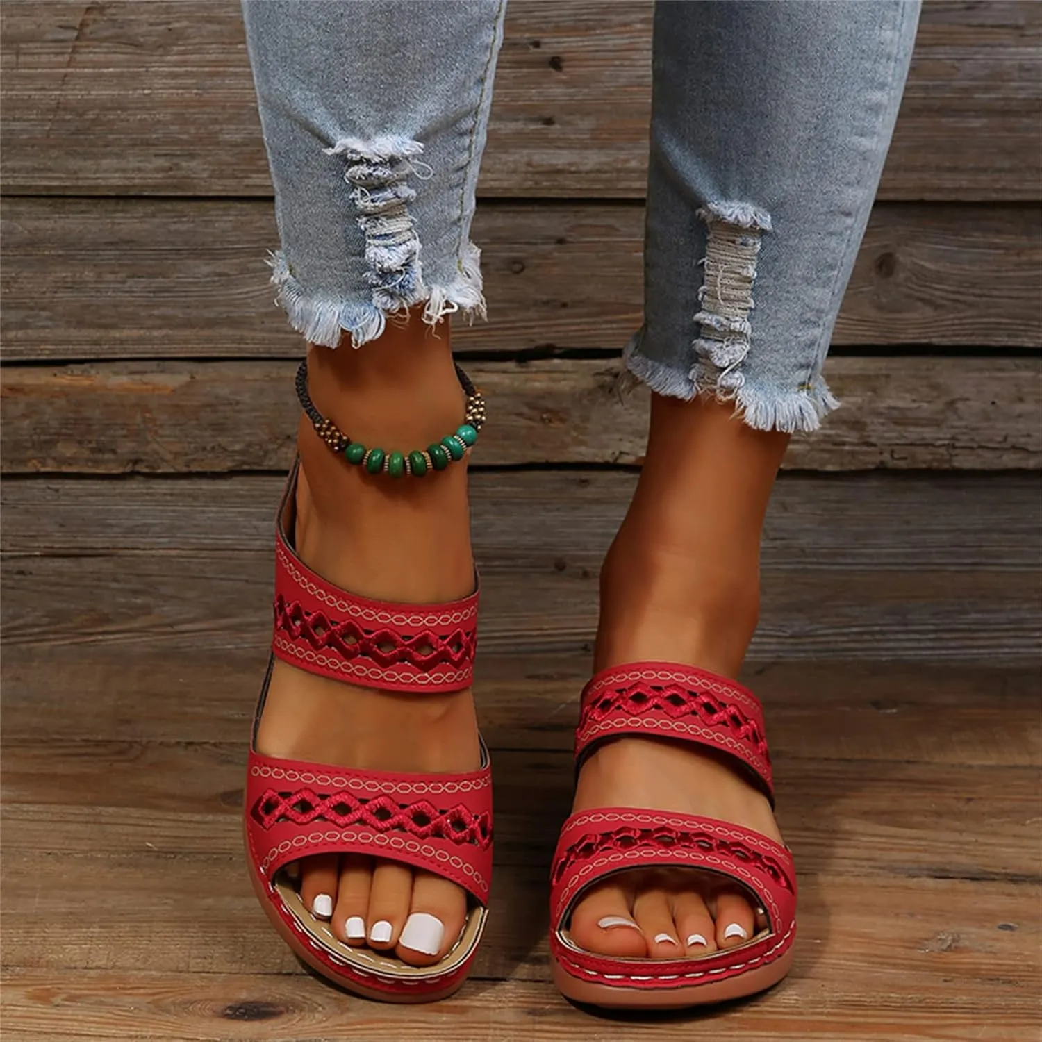 Ladmiple Women's Sandals Comfortable Dressy Arch Support Orthotic Flip Flops Walking Orthopedic Slides Summer Shoes 2023