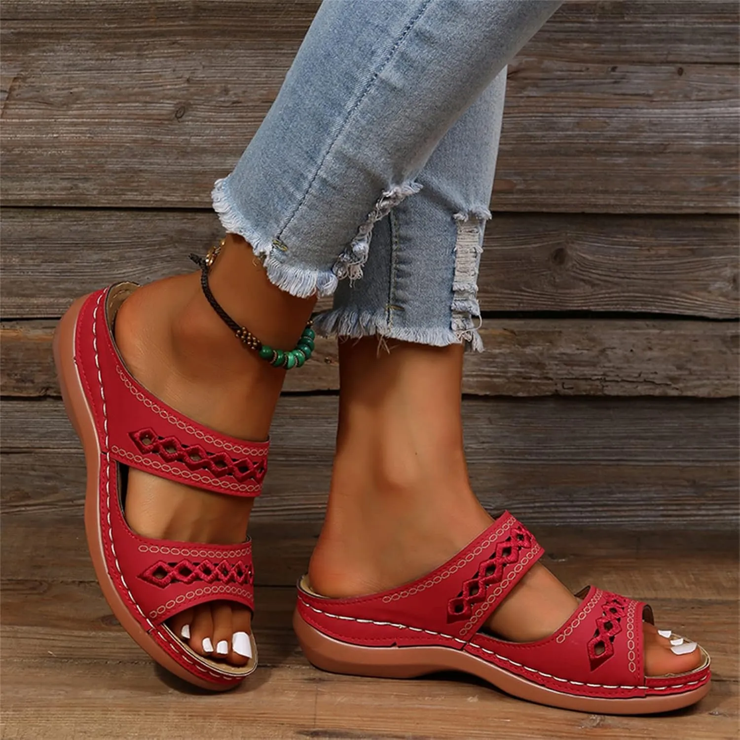 Ladmiple Women's Sandals Comfortable Dressy Arch Support Orthotic Flip Flops Walking Orthopedic Slides Summer Shoes 2023