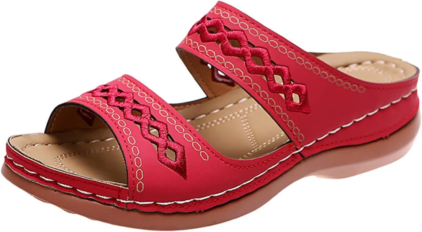 Ladmiple Women's Sandals Comfortable Dressy Arch Support Orthotic Flip Flops Walking Orthopedic Slides Summer Shoes 2023