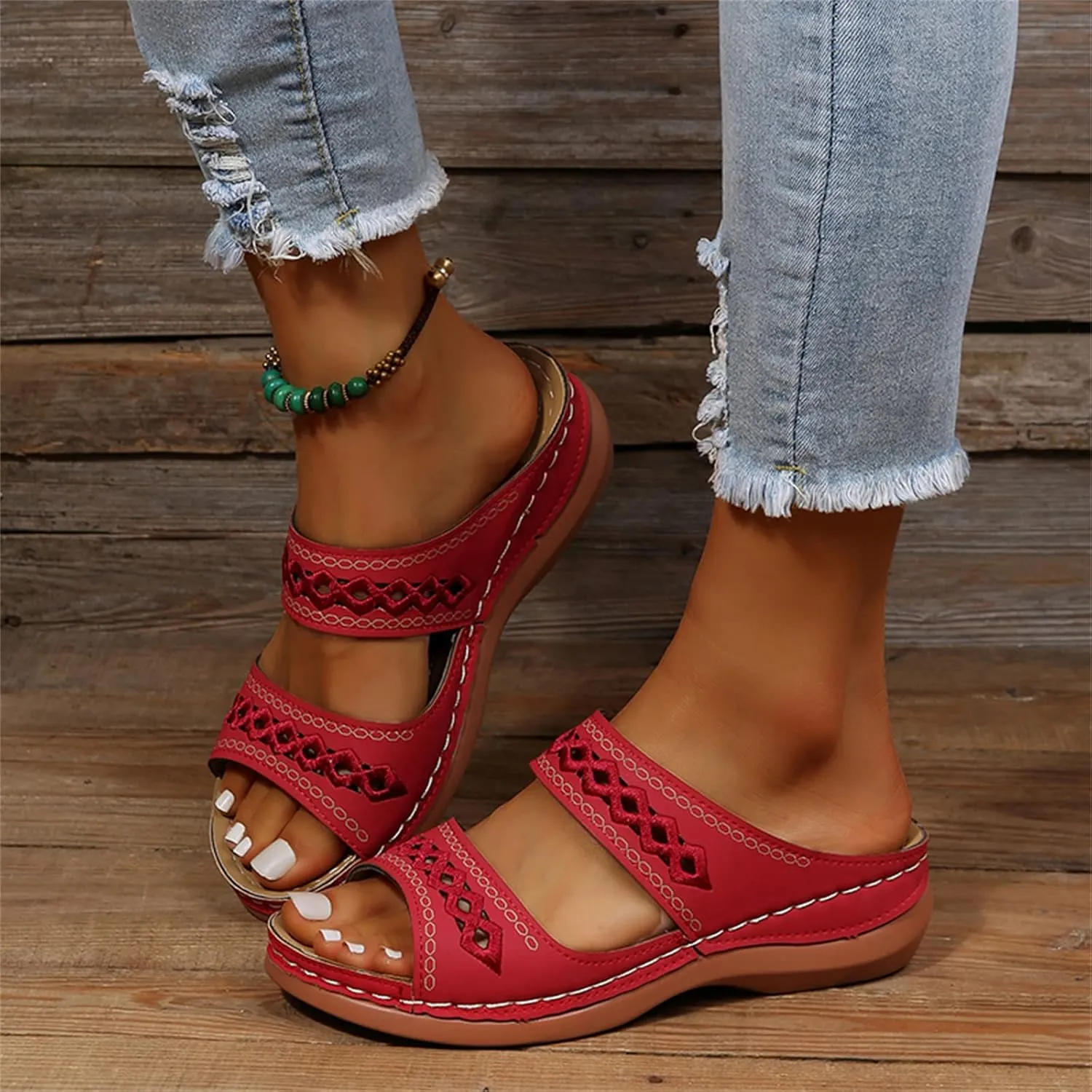 Ladmiple Women's Sandals Comfortable Dressy Arch Support Orthotic Flip Flops Walking Orthopedic Slides Summer Shoes 2023
