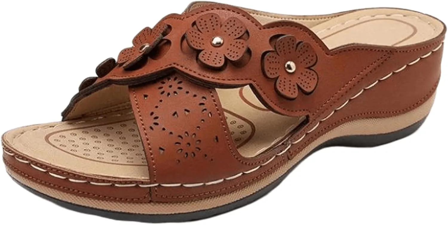 Ladmiple Womens Sandals Comfortable Dressy Slip On Orthopedic Sandals Arch Support Flip Flops Soft Summer Orthotic Slides