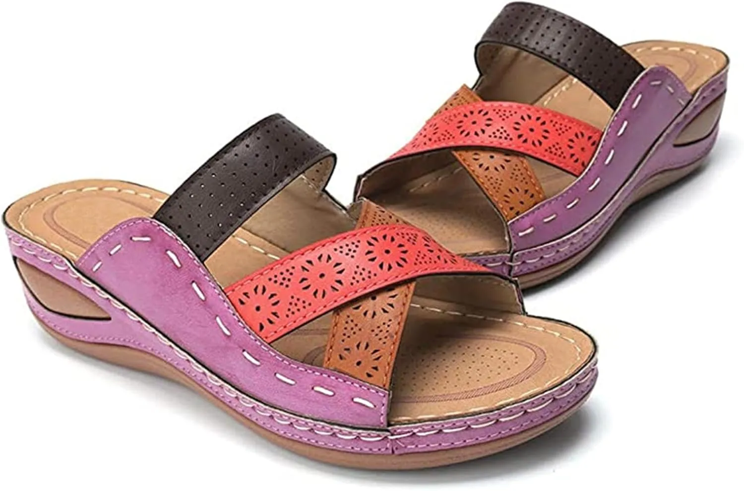Ladmiple Womens Sandals Comfortable Slides Orthotic Flip Flops Open Toe Arch Support Dressy Summer Orthopedic Slippers