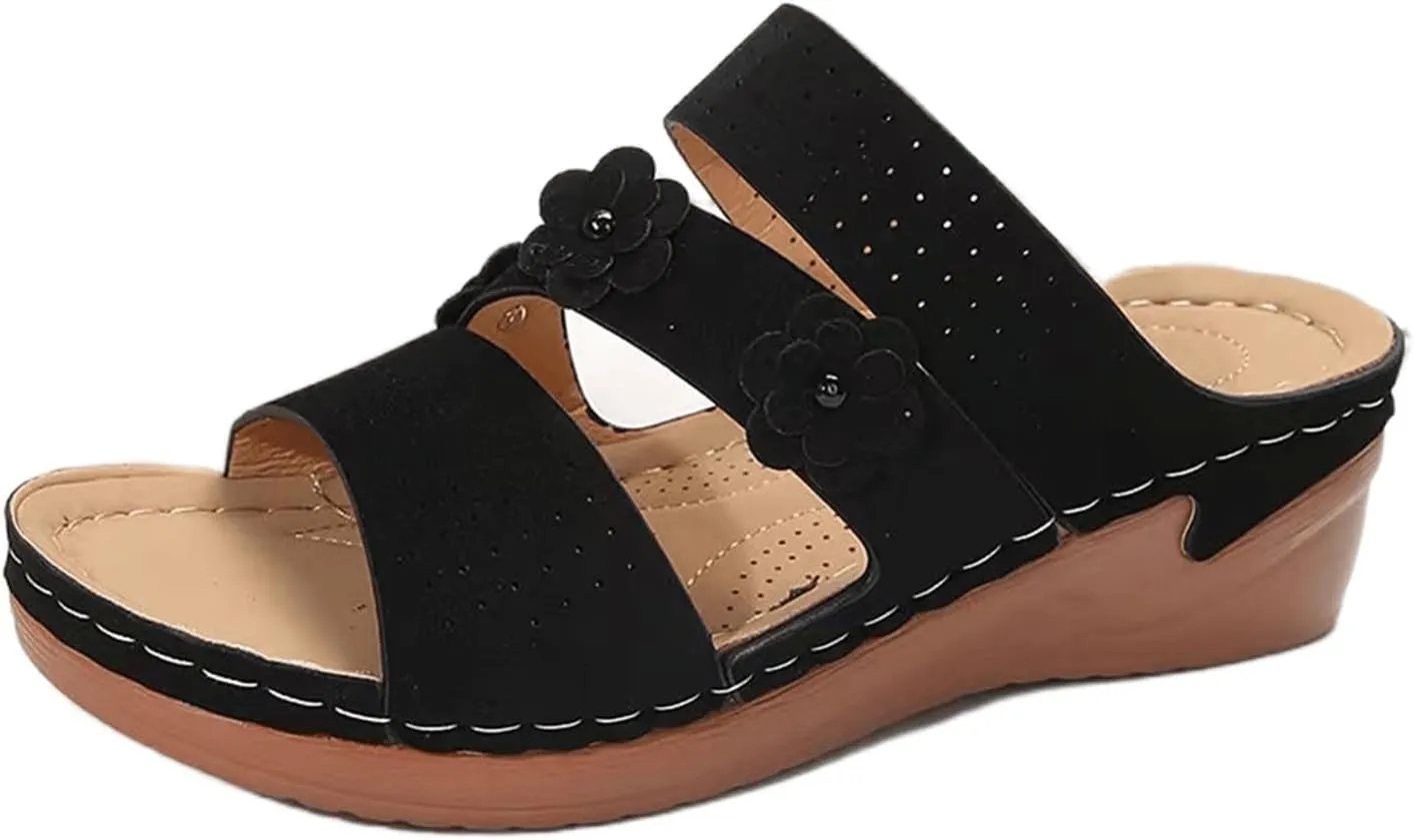 Ladmiple Womens Sandals Dressy Flat Arch Support Orthopedic Slides for Plantar Fasciitis Comfort Summer Orthotic Flip Flops