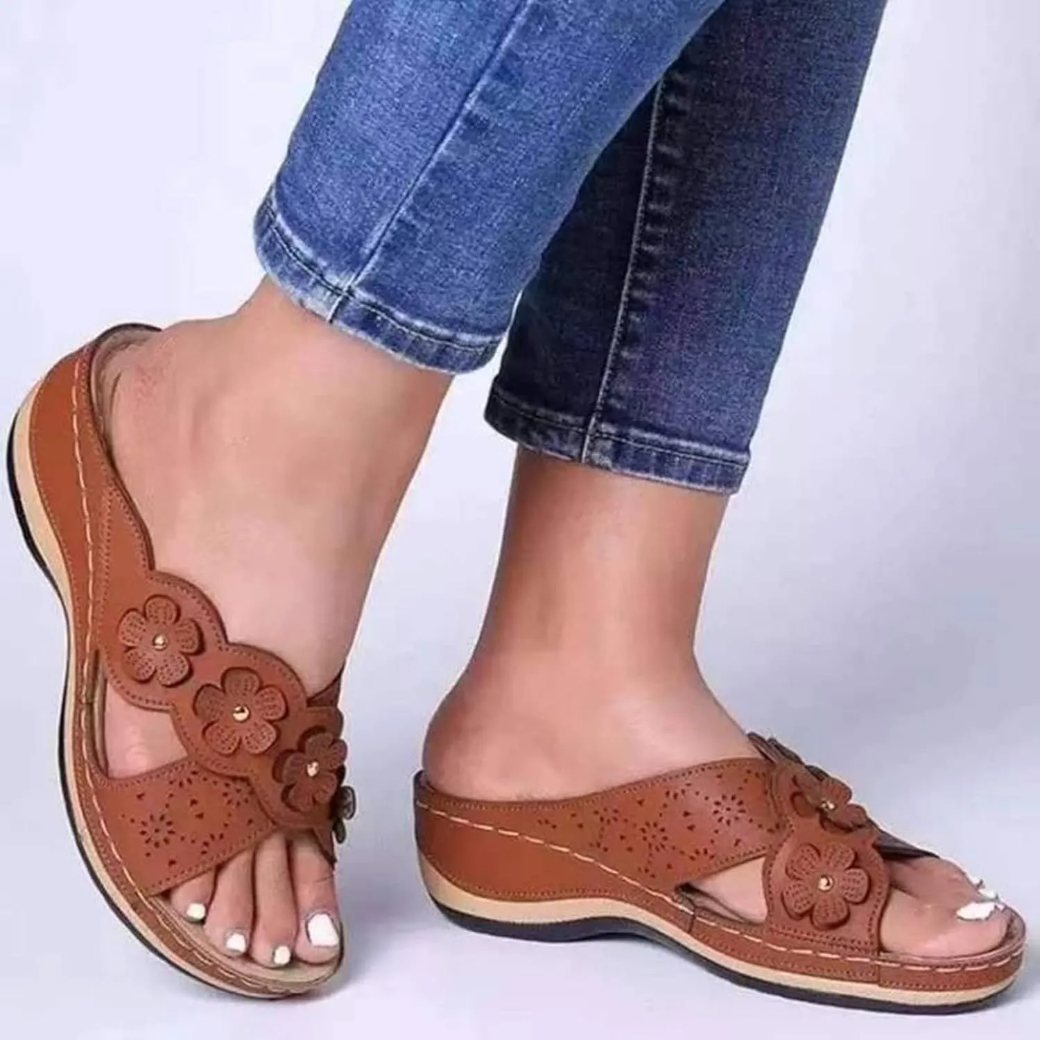 Ladmiple Women's Sandals With Arch Support Orthotic Plantar Fasciitis Orthopedic Flip Flops Summer Dressy Comfortable Slides