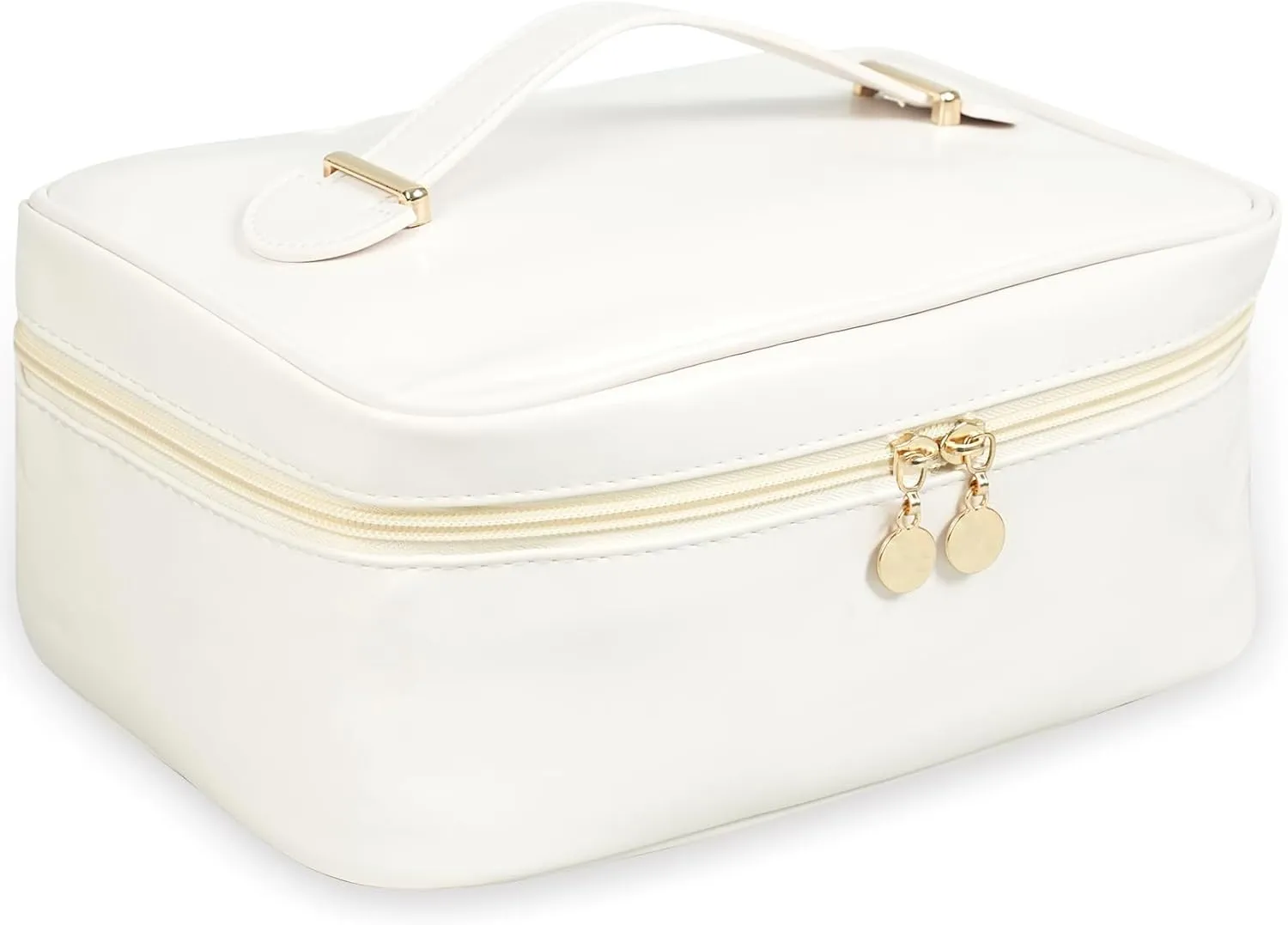 Large Waterproof Travel Toiletry Makeup Bag Organizer for Women, Portable Large Capacity with Multiple Partitions, Skin Care Bag Teen Girl Gifts Trendy Stuff (White)