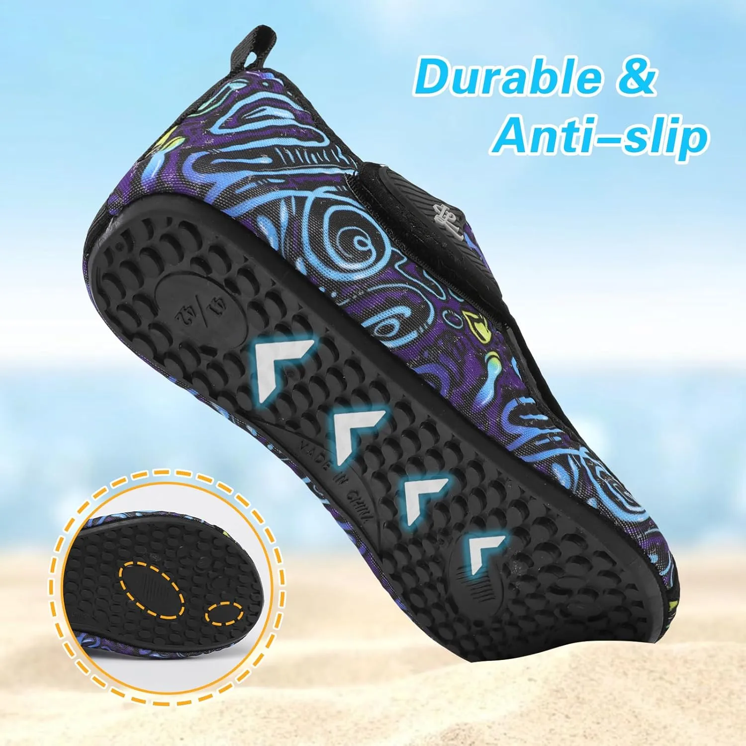 LeIsfIt Water Shoes for Women Men Wide Swim Beach Barefoot Shoes Quick Dry Aqua Socks for Pool Diving Boating River Yoga Lake Surf