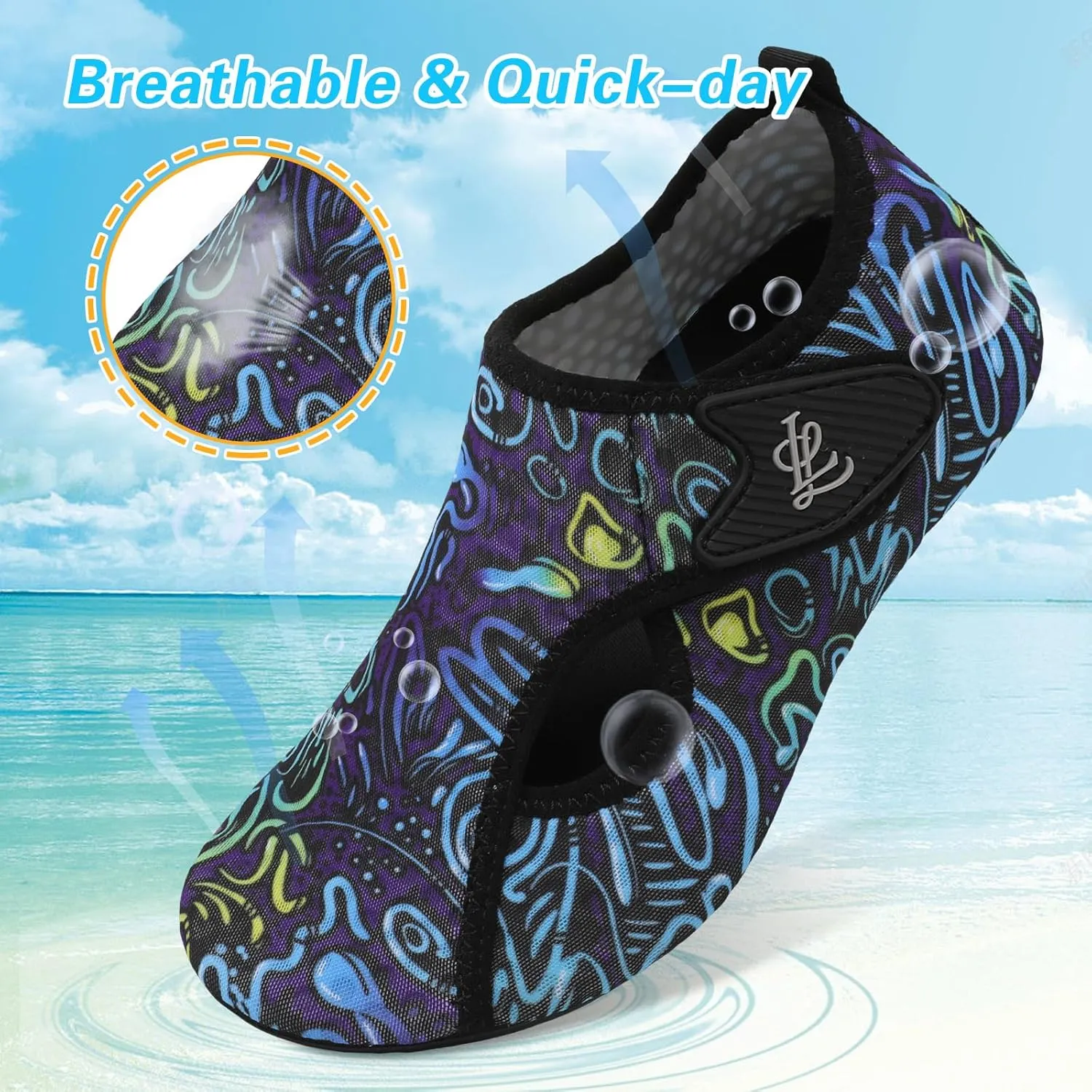LeIsfIt Water Shoes for Women Men Wide Swim Beach Barefoot Shoes Quick Dry Aqua Socks for Pool Diving Boating River Yoga Lake Surf