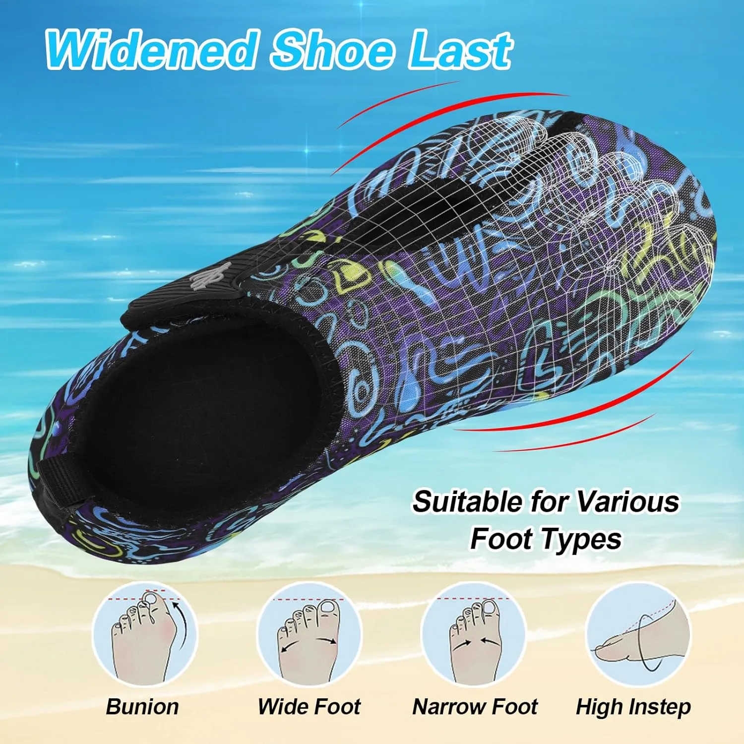 LeIsfIt Water Shoes for Women Men Wide Swim Beach Barefoot Shoes Quick Dry Aqua Socks for Pool Diving Boating River Yoga Lake Surf