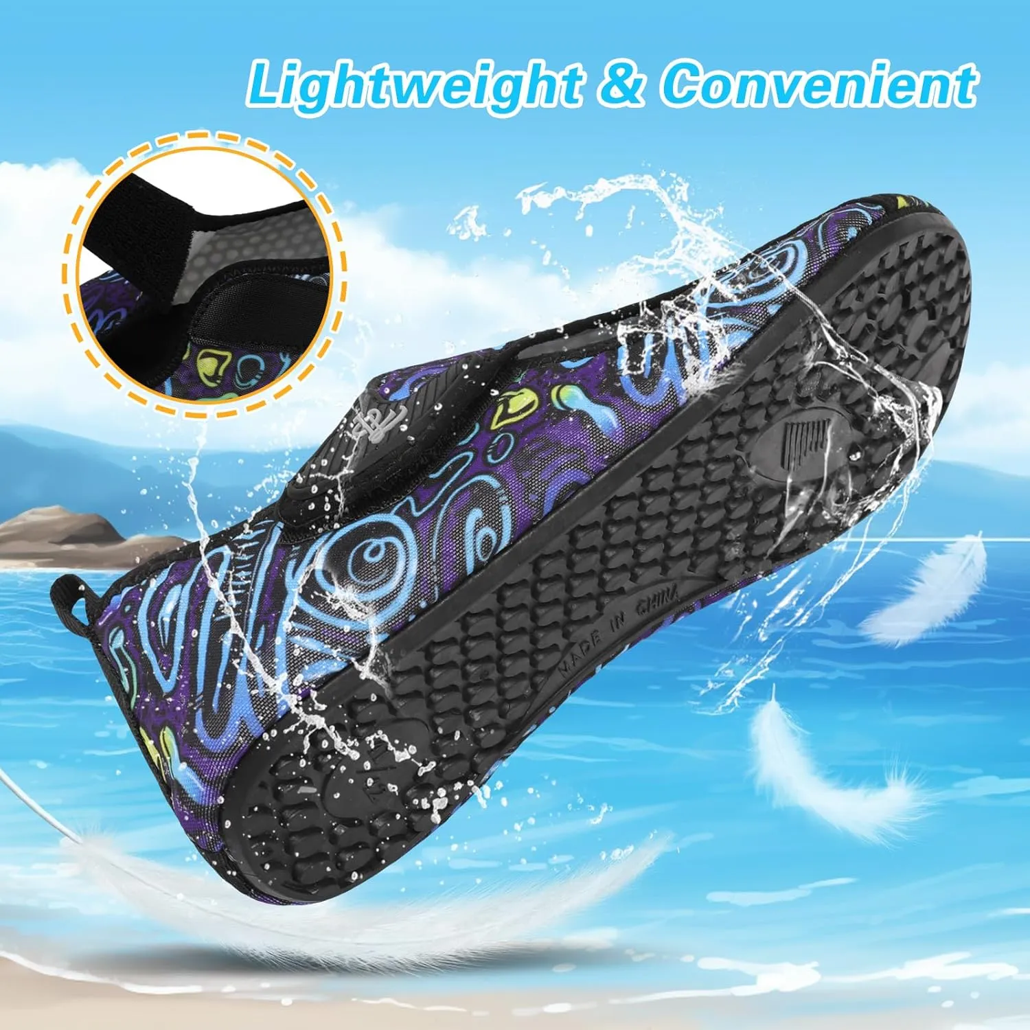 LeIsfIt Water Shoes for Women Men Wide Swim Beach Barefoot Shoes Quick Dry Aqua Socks for Pool Diving Boating River Yoga Lake Surf
