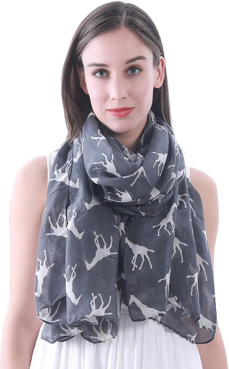 Lina & Lily Giraffe Animal Print Women's Scarf Shawl Wrap Lightweight for All Seasons