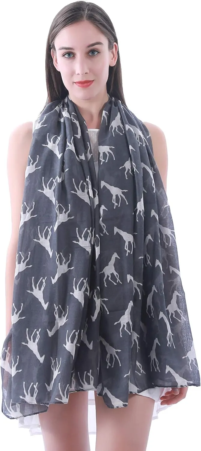 Lina & Lily Giraffe Animal Print Women's Scarf Shawl Wrap Lightweight for All Seasons