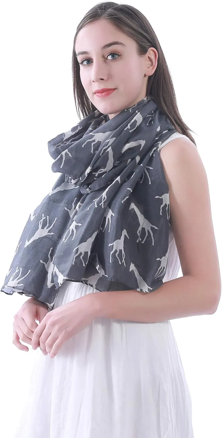 Lina & Lily Giraffe Animal Print Women's Scarf Shawl Wrap Lightweight for All Seasons