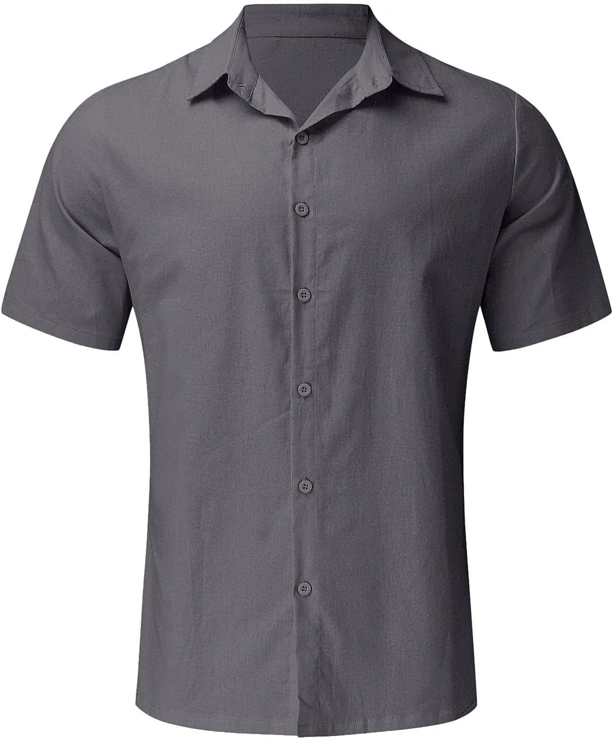 Linen Shirts for Men Short Sleeve Button Down Summer Casual Beach Top Lightweight Loose Sun Protection Fishing Shirt