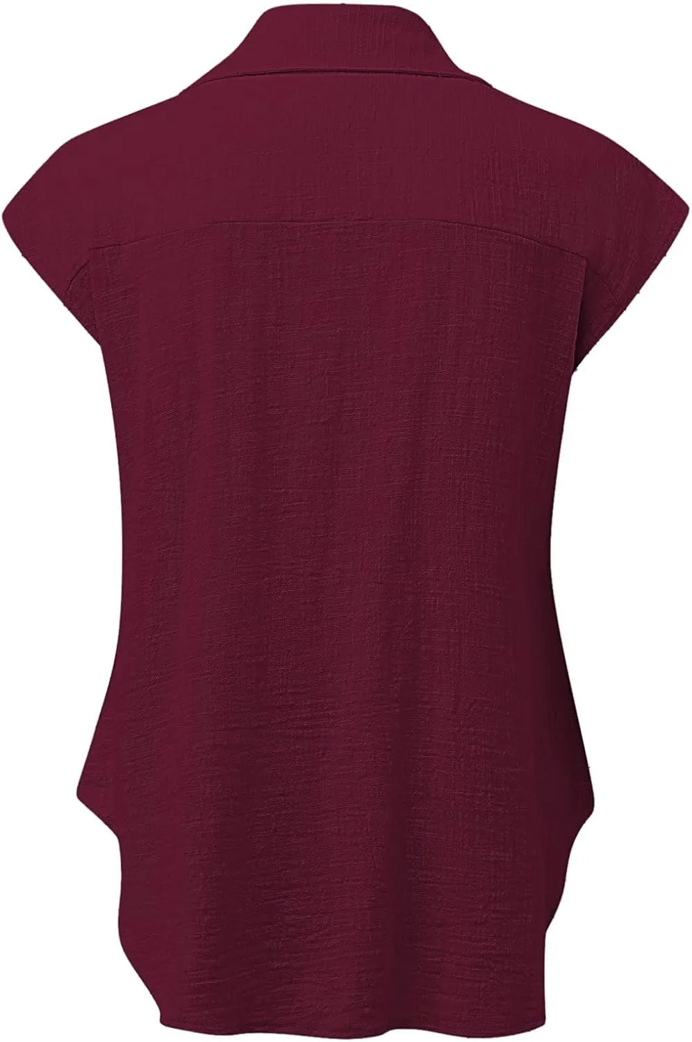 Linen Shirts for Women Summer Button Down Cap Sleeve Shirts Casual Loose Solid V Neck Tops Business Casual Blouses