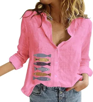Linen Shirts for Women Summer Short Sleeve Relaxed Button Up Shirt Plus Size Summer Clothes Outfits 2024