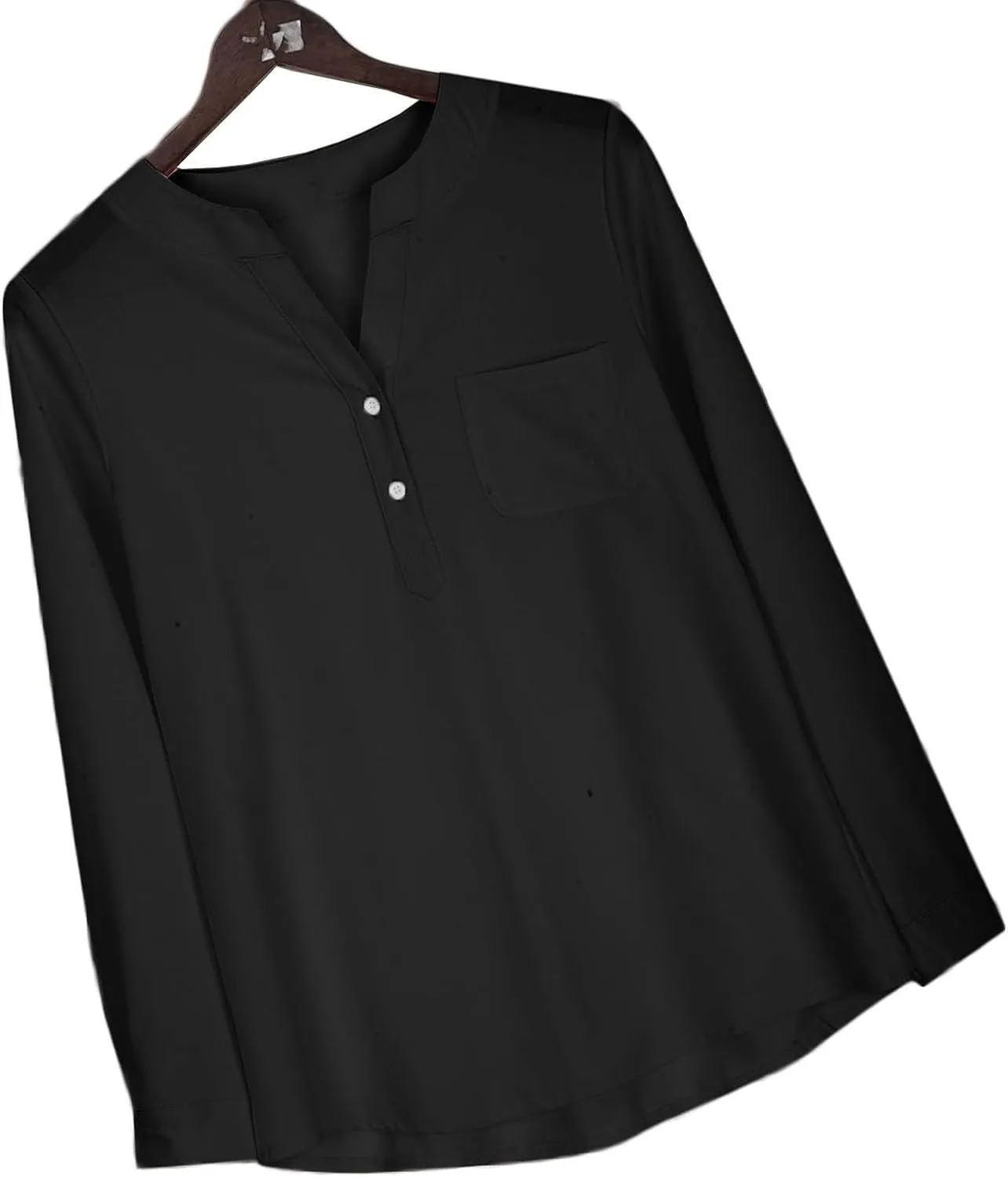 Linen Shirts for Women V Neck Button Down Blouse Long Sleeve Office Work Tops Vintage Vacation Shirt Blouse Tops