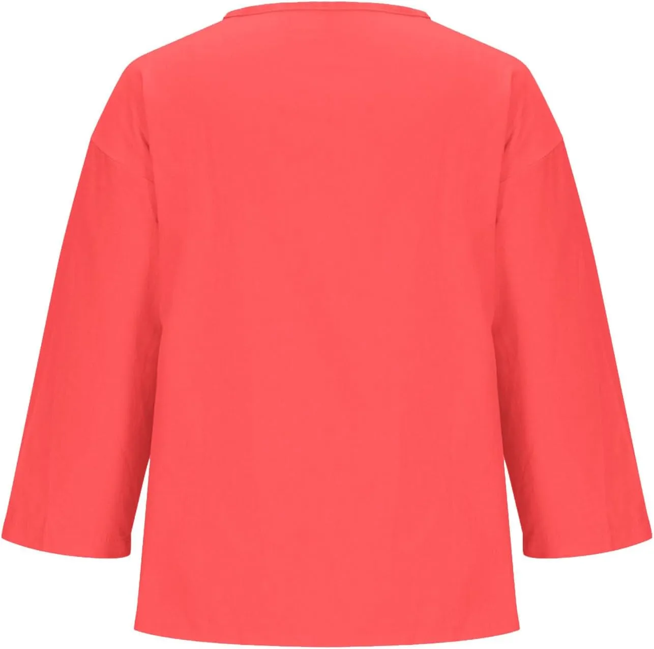 Linen Tops for Women 2025 Summer Trendy 3/4 Sleeve Cotton Linen Shirt Casual Button V Neck Tunic Blouses Plus Size