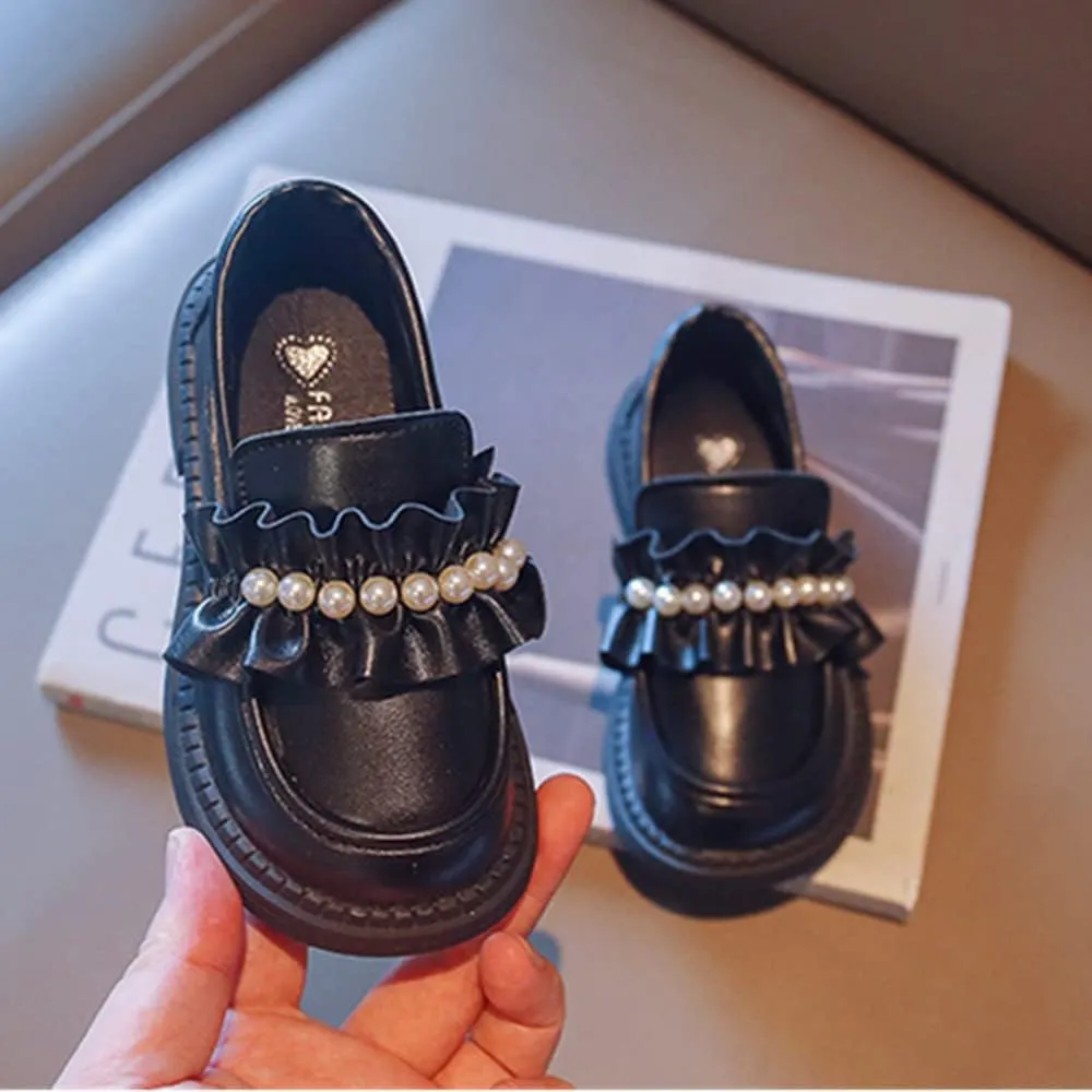 Little Girls School Uniform Loafer Flats Patent Leather Dress Shoes Oxford Slip On Platform Penny Round Toe Loafers for Toddler/Little Kid/Big Kid