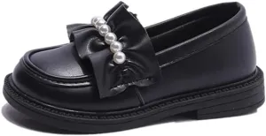 Little Girls School Uniform Loafer Flats Patent Leather Dress Shoes Oxford Slip On Platform Penny Round Toe Loafers for Toddler/Little Kid/Big Kid