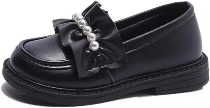 Little Girls School Uniform Loafer Flats Patent Leather Dress Shoes Oxford Slip On Platform Penny Round Toe Loafers for Toddler/Little Kid/Big Kid