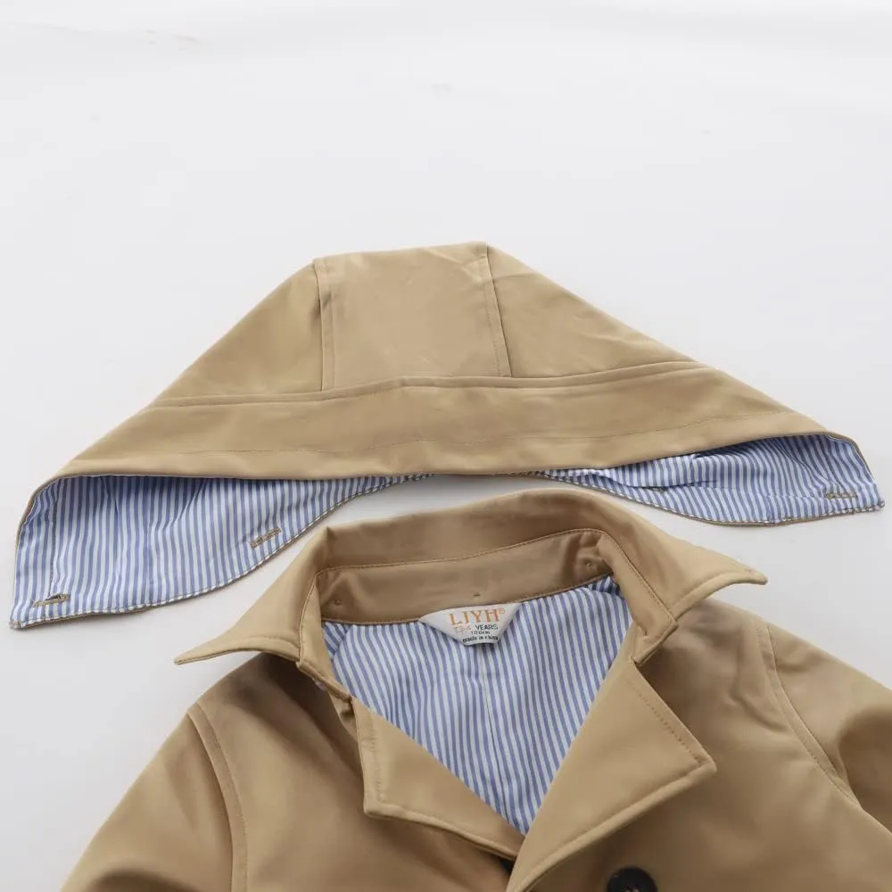 LJYH Toddler Boys Classic Buttons Peacoat Kids Hooded Toggle Dress Trench Coats