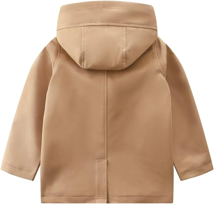 LJYH Toddler Boys Classic Buttons Peacoat Kids Hooded Toggle Dress Trench Coats