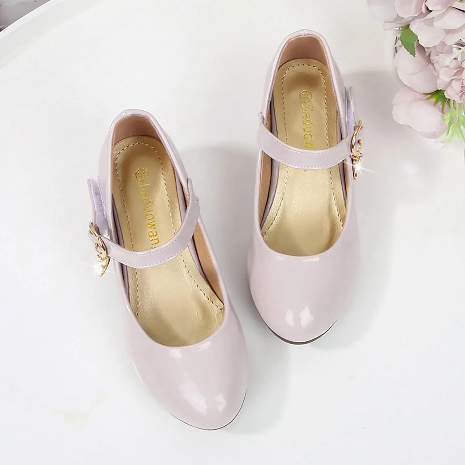 Low Heels Dress Shoes for Girls Mary Jane Flower Girl Shoes Princess Wedding Pary School Performance Shoes