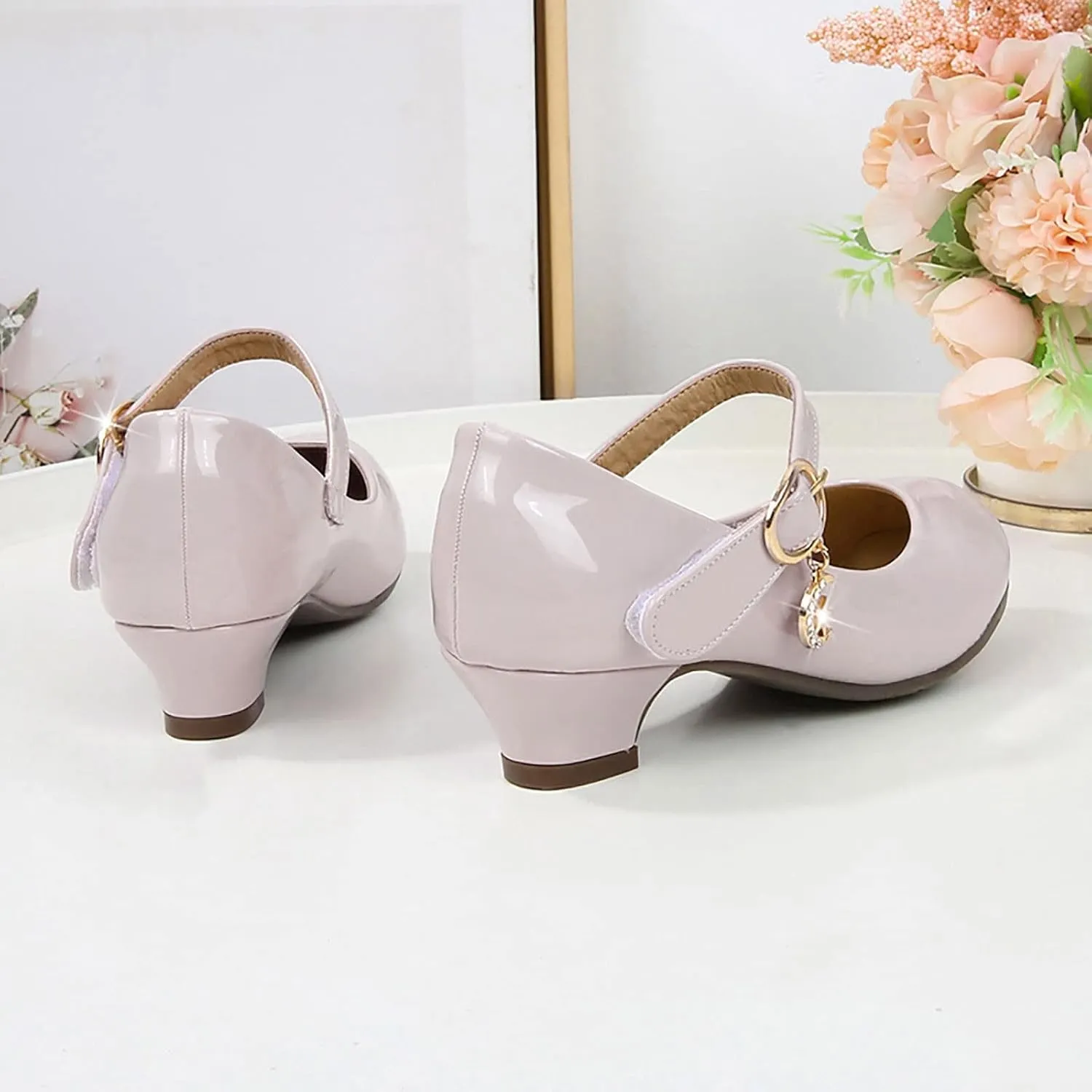 Low Heels Dress Shoes for Girls Mary Jane Flower Girl Shoes Princess Wedding Pary School Performance Shoes