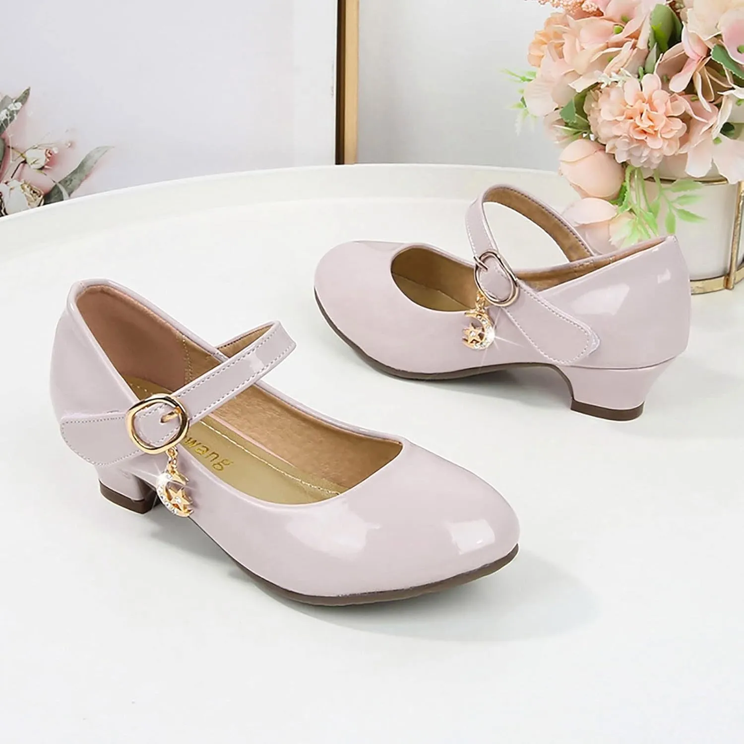 Low Heels Dress Shoes for Girls Mary Jane Flower Girl Shoes Princess Wedding Pary School Performance Shoes