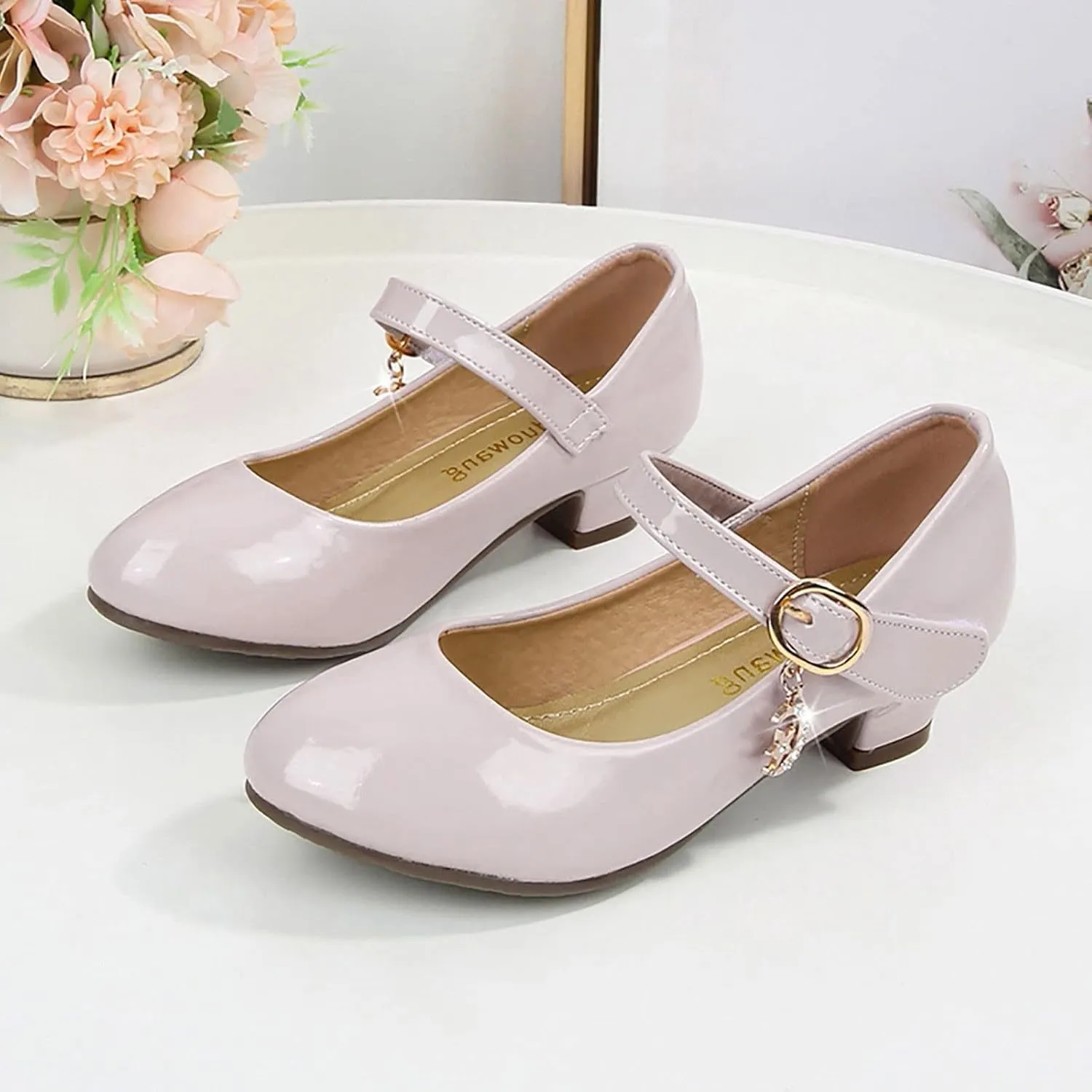 Low Heels Dress Shoes for Girls Mary Jane Flower Girl Shoes Princess Wedding Pary School Performance Shoes
