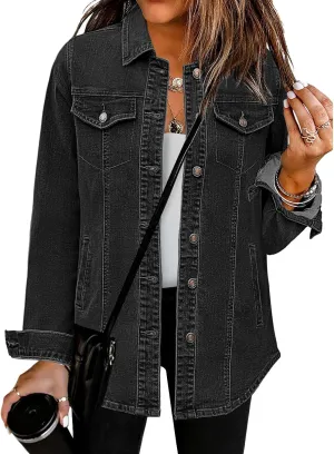 luvamia 2025 Jean Jackets for Women Fashion Denim Jacket Western Oversized Shacket Jacket Button Up with Pockets