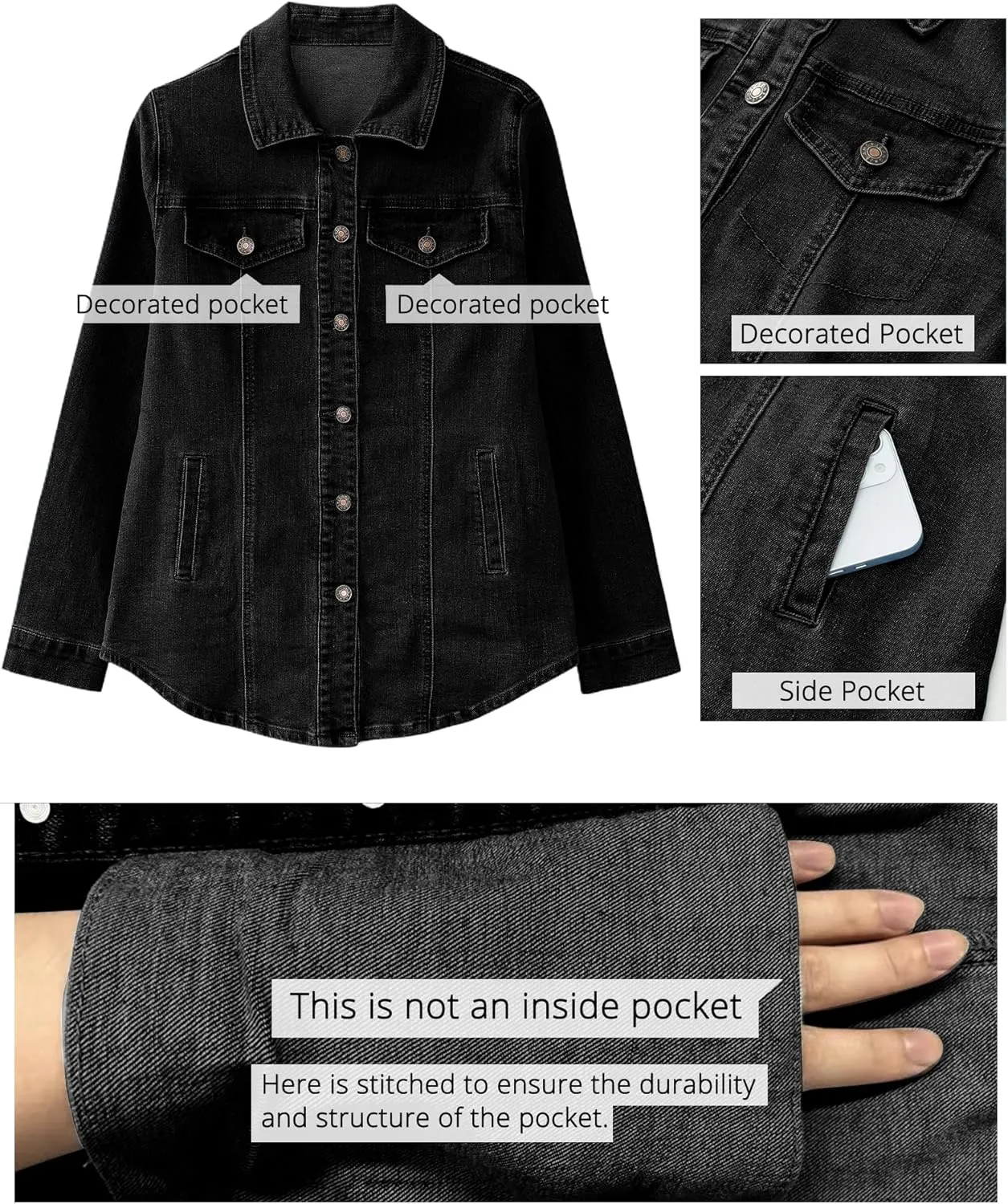 luvamia 2025 Jean Jackets for Women Fashion Denim Jacket Western Oversized Shacket Jacket Button Up with Pockets